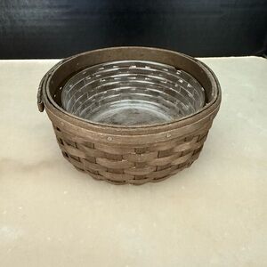 Vintage LONGABERGER Darning 5” Basket with Plastic Protector